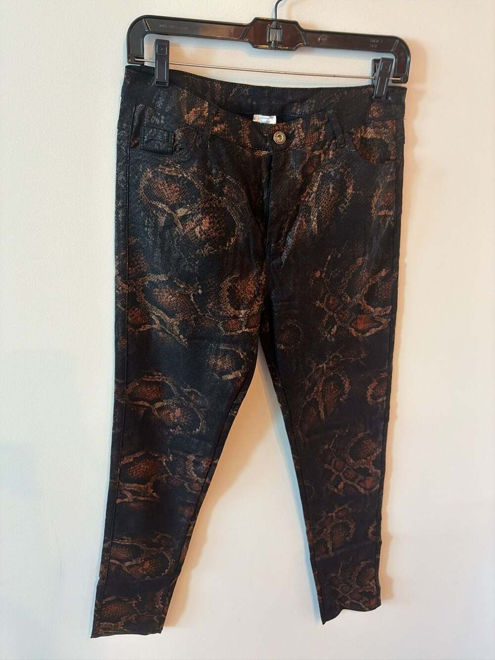 JC & JQ Women's Black and Copper Snakeskin Print Stretch Jeans